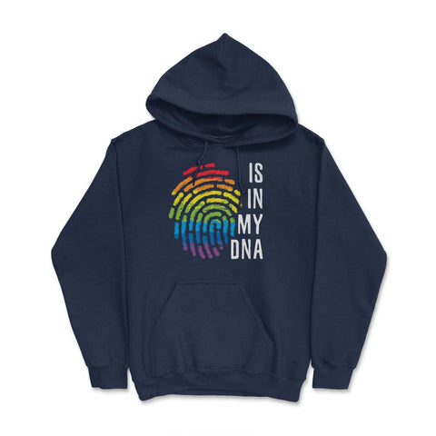 Is In My DNA Rainbow Flag Gay Pride Fingerprint Design design Hoodie - Navy