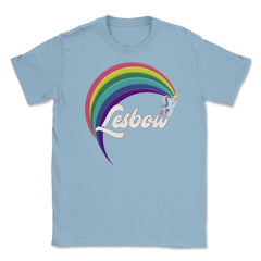 Lesbow Rainbow Unicorn Color Gay Pride Month t-shirt Shirt Tee Gift - Light Blue