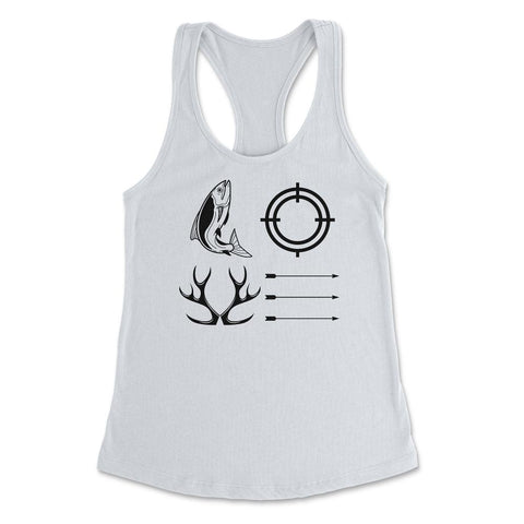 Funny Love Fishing And Hunting Antler Fish Target Arrow graphic - White