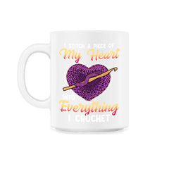Crochet Heart Theme Meme for Crocheting Lovers print - 11oz Mug - White