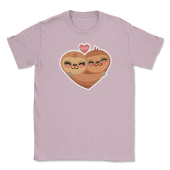 Sloth Love Heart Funny Humor Valentine T-Shirt Unisex T-Shirt - Light Pink