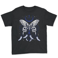 Butterfly Dreamcatcher Boho Mystical Esoteric Art print Youth Tee - Black