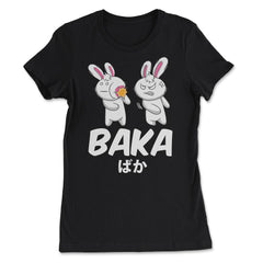 Baka Anime Funny Rabbit Slapping another Rabbit Gift graphic - Women's Tee - Black