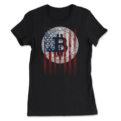 Patriotic Bitcoin USA Flag Grunge Retro Vintage Crypto Fans print - Women's Tee - Black
