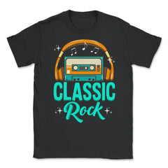 Classic Rock Cassette Tape With Headphones design Unisex T-Shirt - Black
