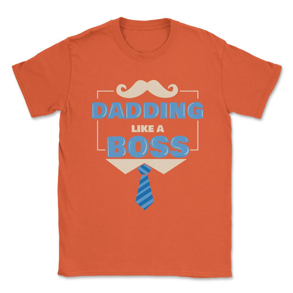 Dadding like a Boss Funny Colorful Text Quote & Moustache graphic - Orange