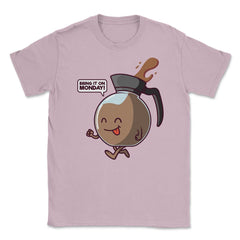 Coffee Pot Kawaii Character Bring It On Monday! Coffee Lover print - Light Pink