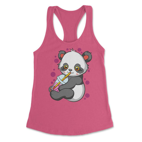 Boba Tea Bubble Tea Cute Kawaii Panda Gift design Women's Racerback - Hot Pink