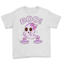 Boo! Girl Cute Ghost Funny Humor Halloween Youth Tee - White