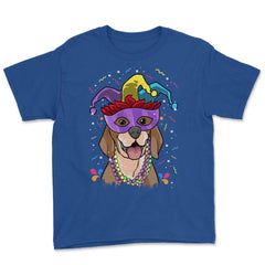Mardi Gras Beagle with Jester hat & masquerade mask Funny product - Royal Blue