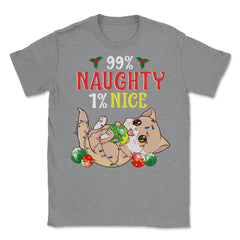 Naughty or Nice Christmas Cat Funny Humor Unisex T-Shirt - Grey Heather