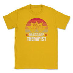 Massage Therapist Lotus Flower Retro Vintage product Unisex T-Shirt - Gold