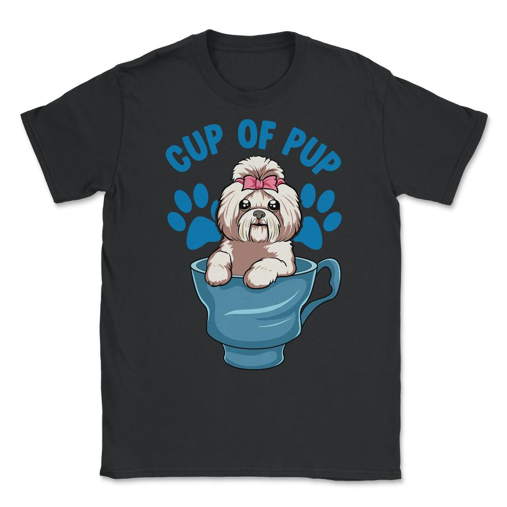 Shih Tzu Cup of Pup Cute Funny Puppy graphic Unisex T-Shirt - Black
