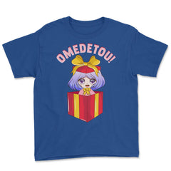 Anime Girl Omedetou Theme Happy Birthday Gift design Youth Tee - Royal Blue