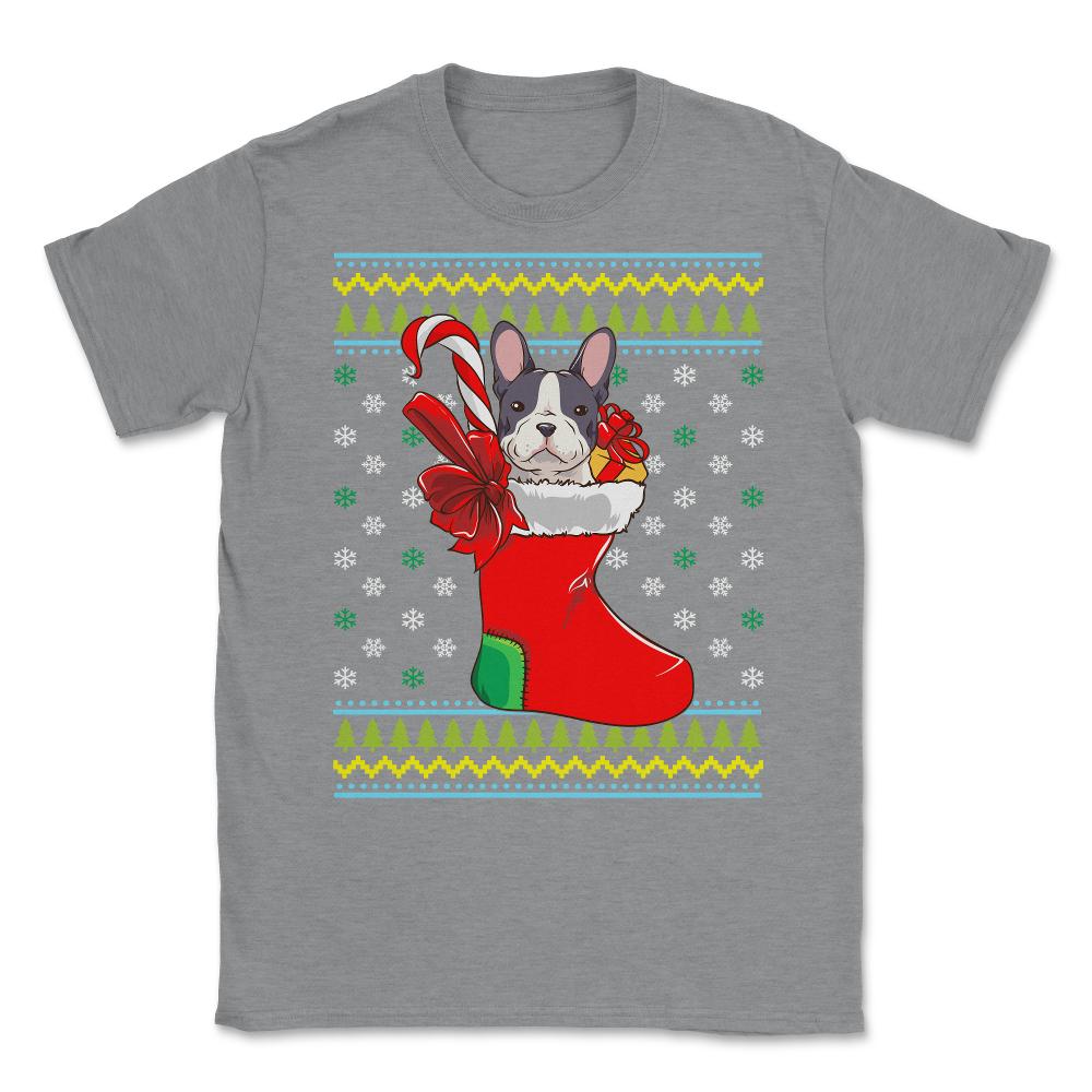 Bulldog Ugly Christmas Sweater Funny Humor Unisex T-Shirt - Grey Heather