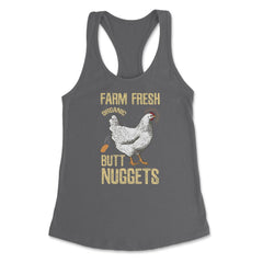Farm Fresh Organic Butt Nuggets Chicken Nug graphic Women's Racerback - Dark Grey