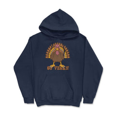 Go Vegan Angry Turkey Funny Design Gift graphic Hoodie - Navy