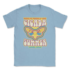 Cicada Summer Retro Vintage Art Meme design Unisex T-Shirt - Light Blue