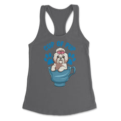 Shih Tzu Cup of Pup Cute Funny Puppy graphic Women's Racerback Tank - Dark Grey