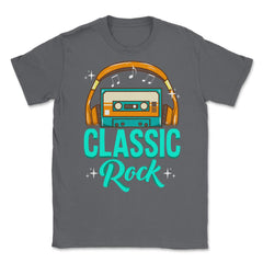 Classic Rock Cassette Tape With Headphones design Unisex T-Shirt - Smoke Grey