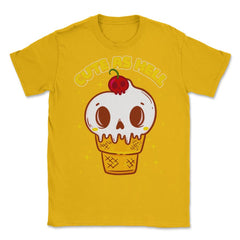 Cute as Hell Funny Skull Ice Cream Halloween Unisex T-Shirt - Gold