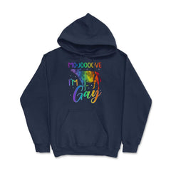 Mooooove I’m Gay Cow Gay Pride LGBTQ Rainbow Flag design Hoodie - Navy