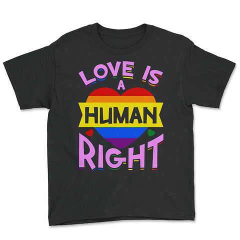 Love Is A Human Right Gay Pride LGBTQ Rainbow Flag design Youth Tee - Black