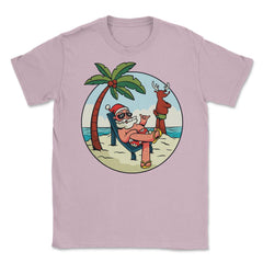 Summer Santa Claus at the Beach Tropical Vacations Funny print Unisex - Light Pink