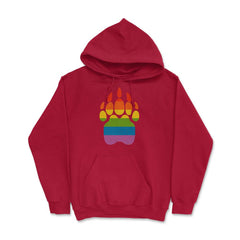 Bear Rainbow Flag Paw Gay Pride design Hoodie - Red