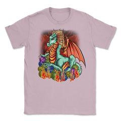 Knitting Dragon with Yarn Balls Fantasy Art graphic Unisex T-Shirt - Light Pink