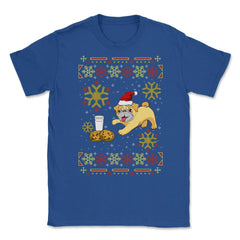 Pug Ugly Christmas Sweater Funny Humor Unisex T-Shirt - Royal Blue