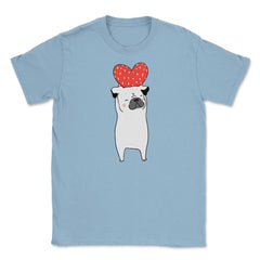 Dog with Heart Happy Valentine Funny Gift print Unisex T-Shirt - Light Blue