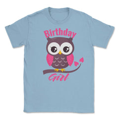 Owl on a tree branch Character Funny Birthday girl design Unisex - Light Blue