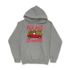 Fun Old fashioned Christmas Retro Vintage Truck Funny  Hoodie - Grey Heather