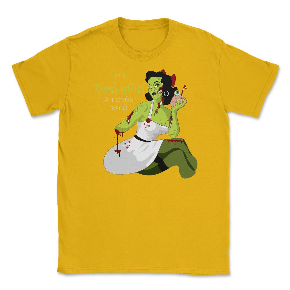 I'm a Zombie Girl Halloween costume T-Shirt Tee Unisex T-Shirt - Gold