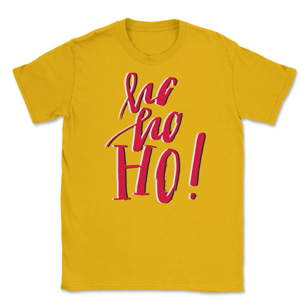 HO HO HO Design Christmas T-Shirt Tee Gift Unisex T-Shirt - Gold