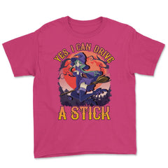 Yes, I can drive a stick Cute Anime Witch design Youth Tee - Heliconia