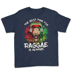The Best Time For Reggae Is Always Lion Reggae & Rasta Music print - Navy