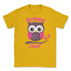 Owl on a tree branch Character Funny Birthday girl design Unisex - Gold
