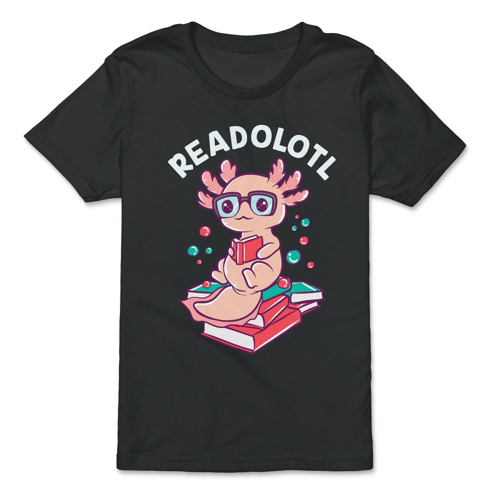 Funny Axolotl Reading a Book For Bookworms graphic - Premium Youth Tee - Black