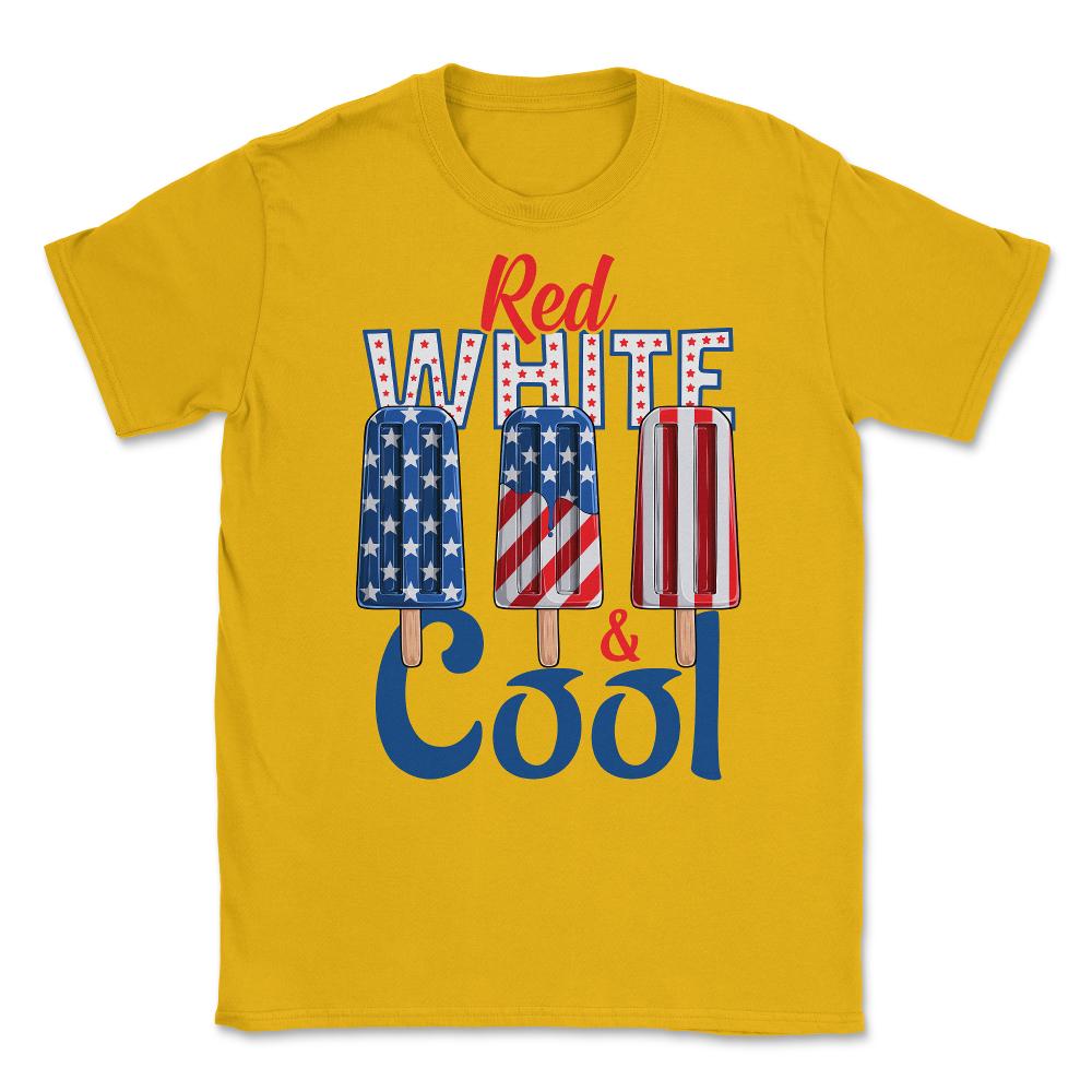 Red, White & Cool Patriotic Popsicle USA Flag Ice Cream graphic - Gold