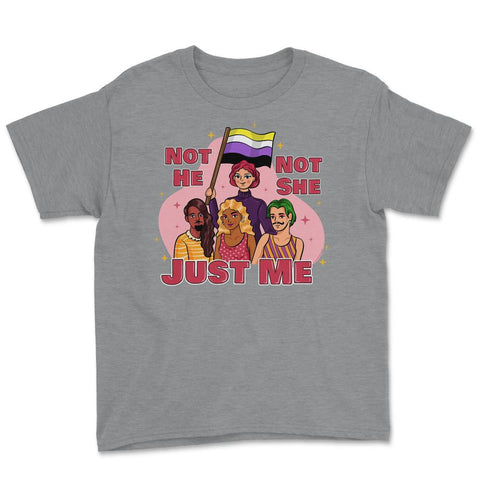 Gender Fluidity Not He Not She Just Me Pride Present design Youth Tee - Grey Heather