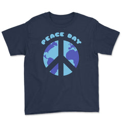 Peace Sign World Peace Day graphic Youth Tee - Navy