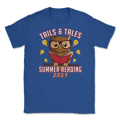Summer Reading 2021 Tails & Tales Funny Kawaii Smart Owl graphic - Royal Blue