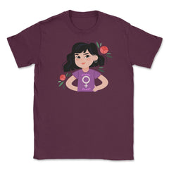 Women Power Girls T-Shirt Feminism Shirt Top Tee Gift Unisex T-Shirt - Maroon