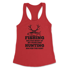Funny Fishing Solves Most Of My Problems Hunting Humor graphic - Red