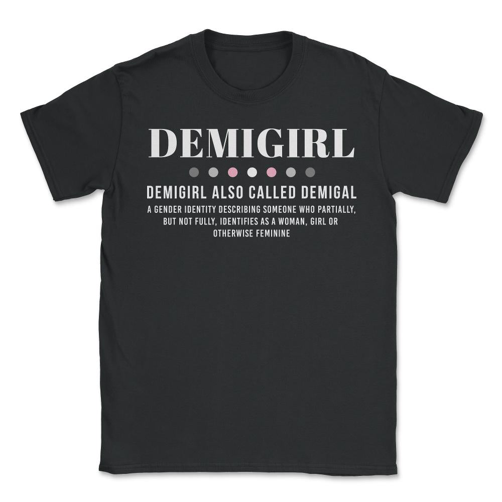 Demigirl Definition Female & Agender Color Flag Pride product - Unisex T-Shirt - Black
