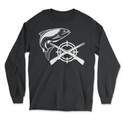 Funny Fishing And Hunting Hobby Fish Rifles Outdoor print - Long Sleeve T-Shirt - Black