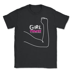 Girl Power Flexing Arm T-Shirt Feminism Shirt Top Tee Gift Unisex - Black