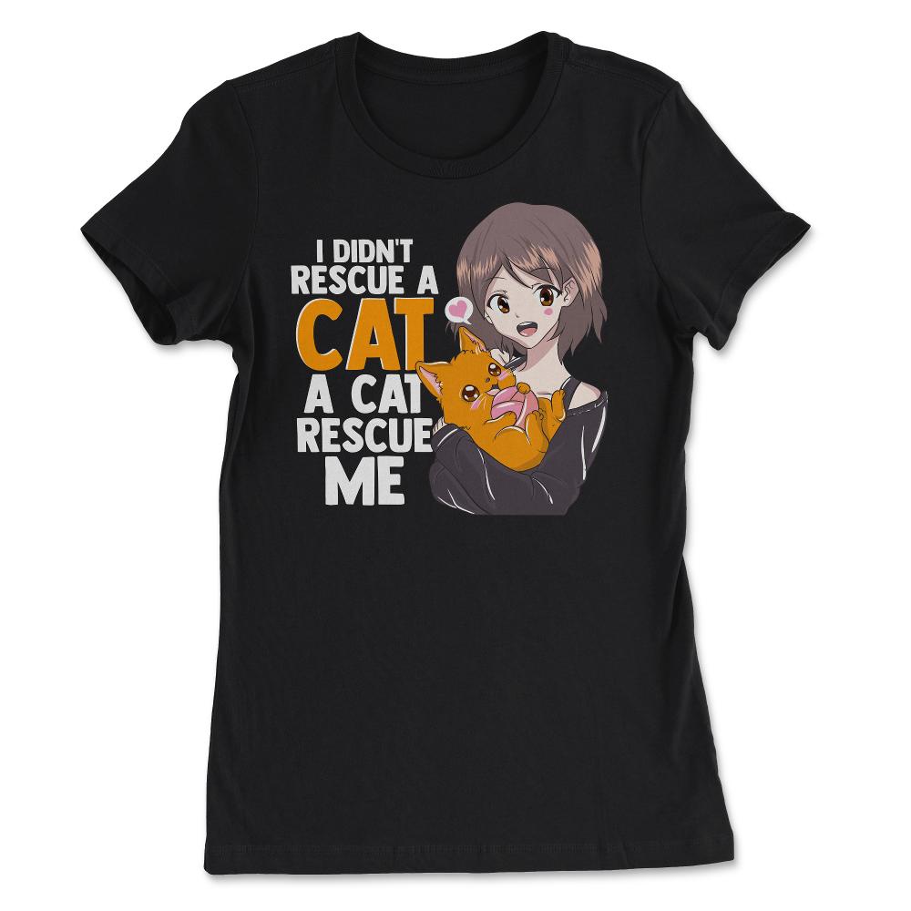 A Cat Rescued Me Anime Gift product - Women's Tee - Black